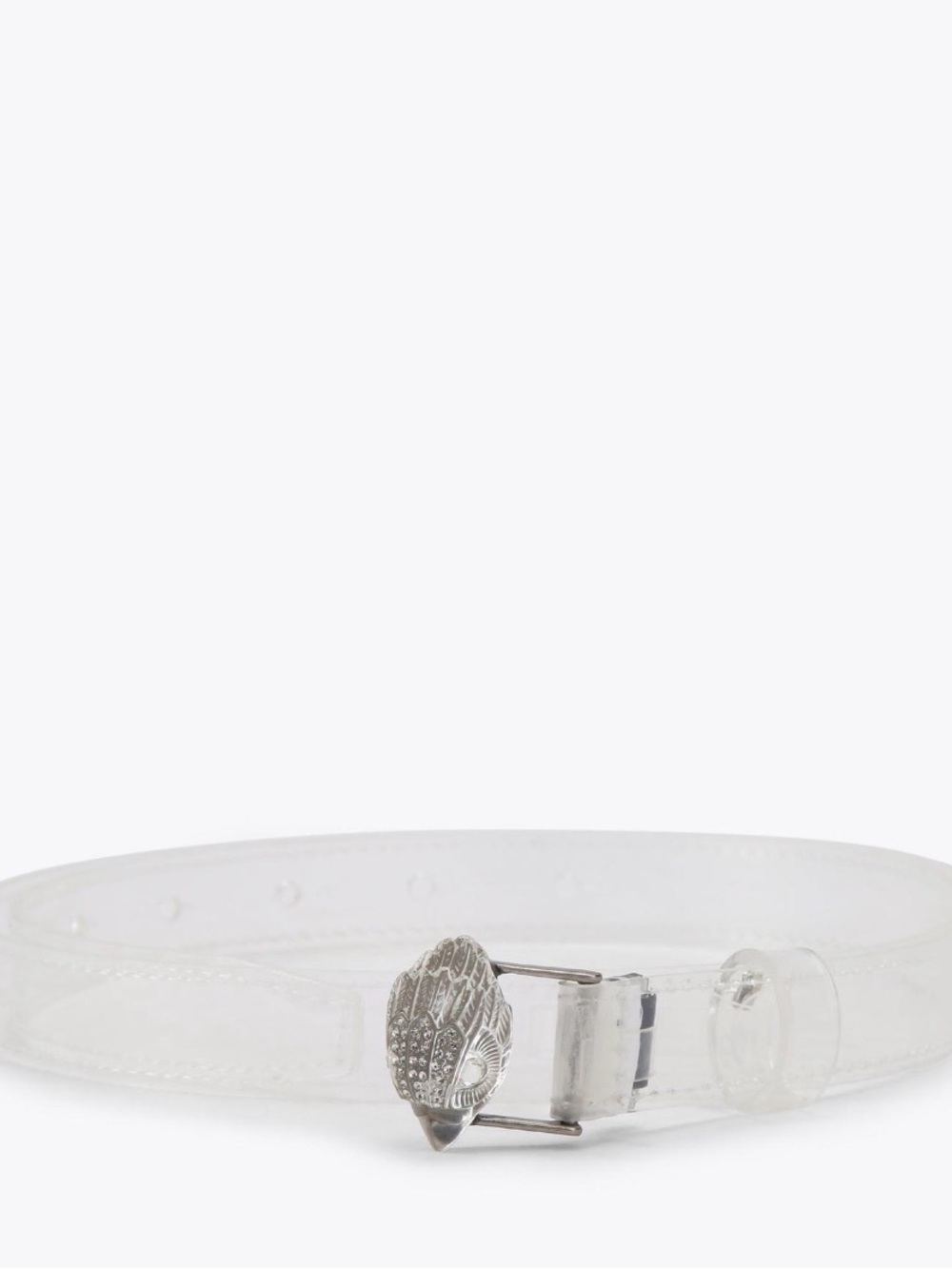 Kurt Geiger Clear Vinyl Eagle Head Belt with Silver Shell Buckle